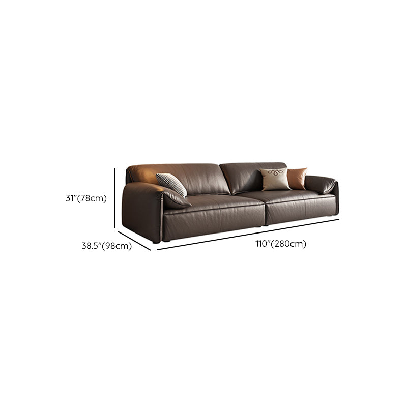 Genuine Leather Contemporary Pillow Top Arm Sofa for Living Room