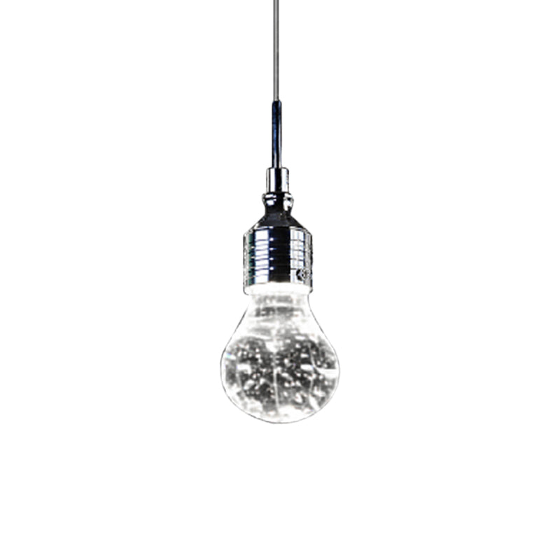 Luz de techo colgante en forma de bombilla metal contemporáneo y luz de cristal de burbujas transparente luz colgante de colgantes en luz cálida/blanca