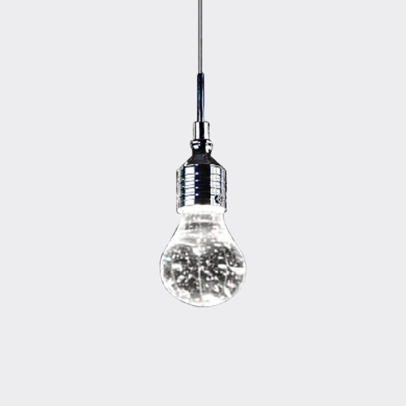 Luz de techo colgante en forma de bombilla metal contemporáneo y luz de cristal de burbujas transparente luz colgante de colgantes en luz cálida/blanca