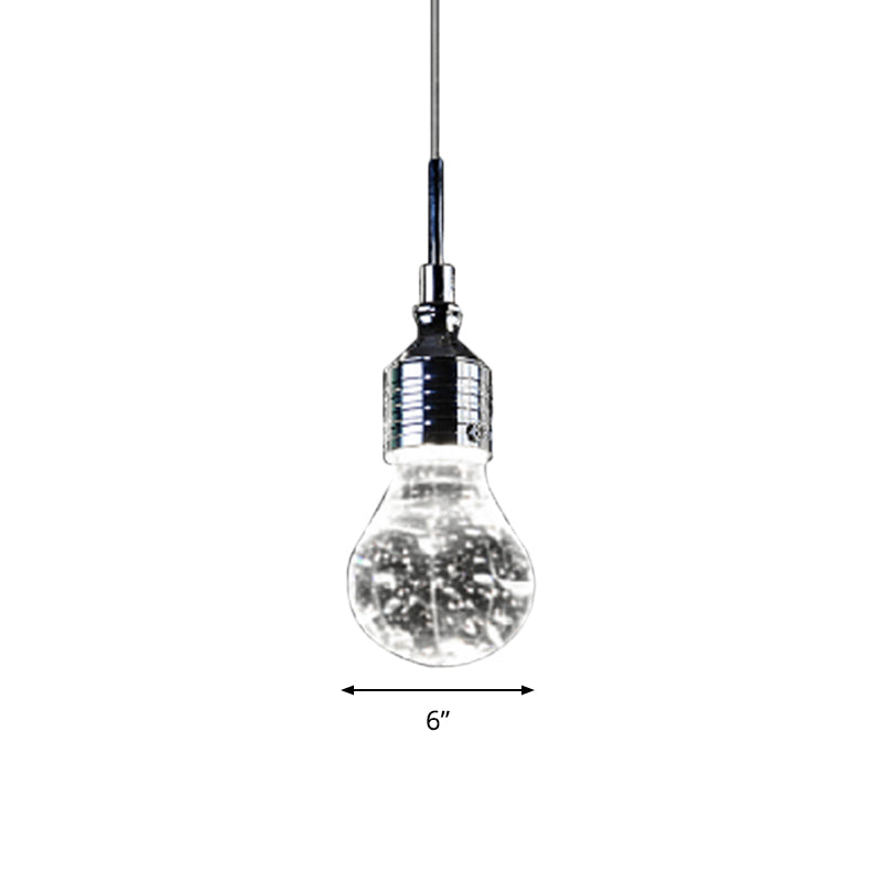 Luz de techo colgante en forma de bombilla metal contemporáneo y luz de cristal de burbujas transparente luz colgante de colgantes en luz cálida/blanca