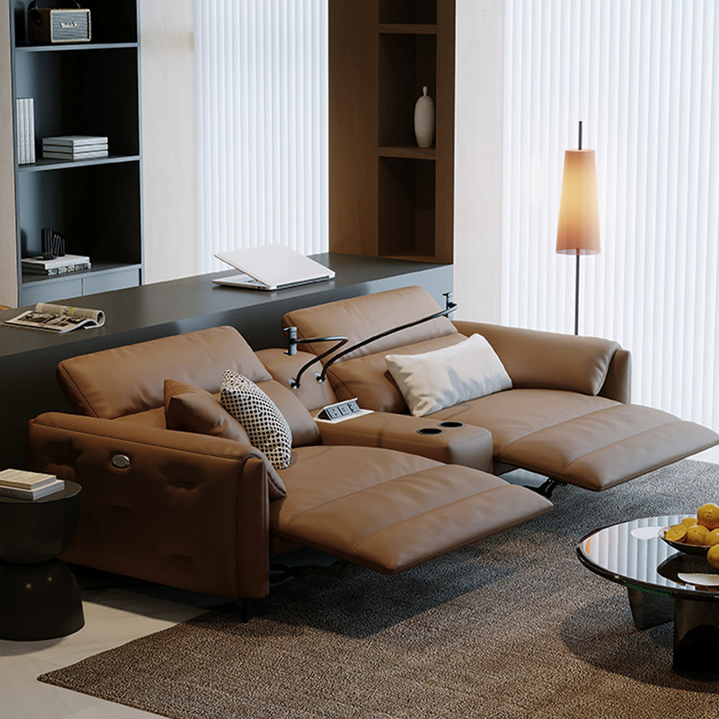 Genuine Leather Pillow Top Arm Power - Push Modern Sofa for Living Room