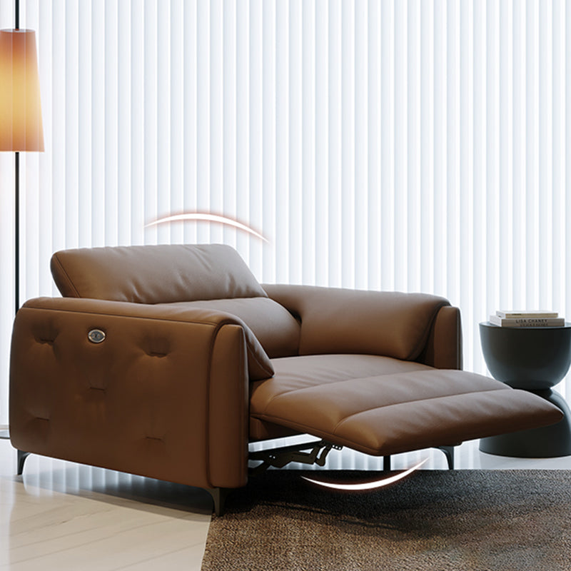 Genuine Leather Pillow Top Arm Power - Push Modern Sofa for Living Room