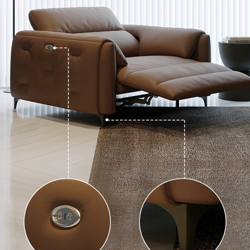 Genuine Leather Pillow Top Arm Power - Push Modern Sofa for Living Room