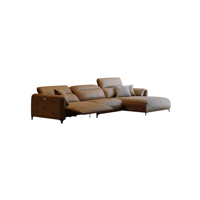 Genuine Leather Pillow Top Arm Power - Push Modern Sofa for Living Room