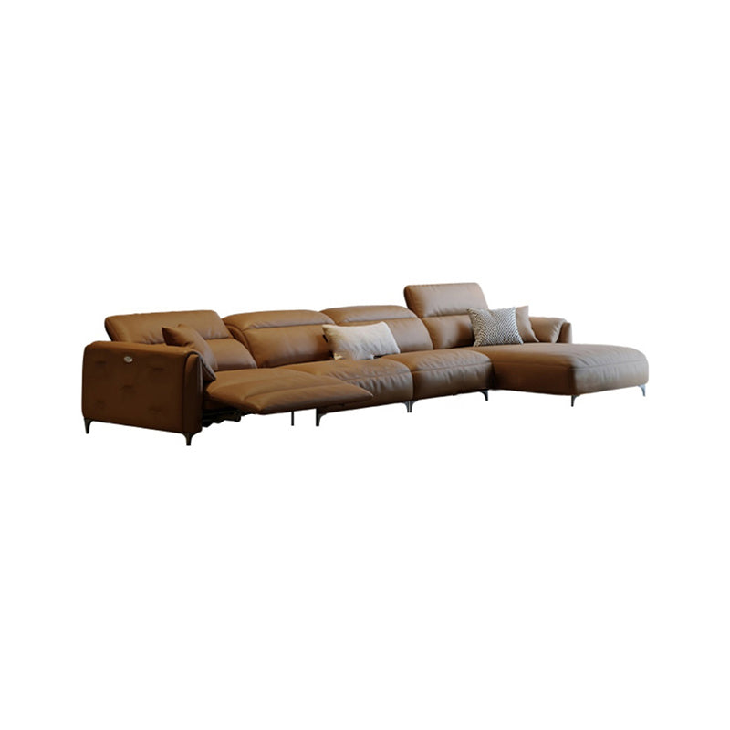 Genuine Leather Pillow Top Arm Power - Push Modern Sofa for Living Room