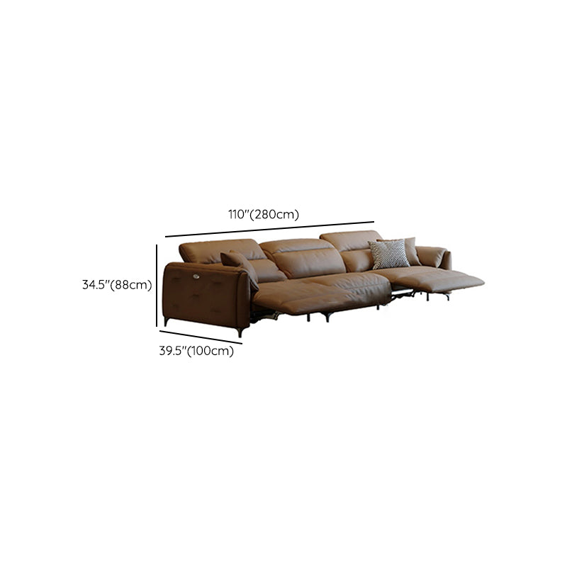 Genuine Leather Pillow Top Arm Power - Push Modern Sofa for Living Room
