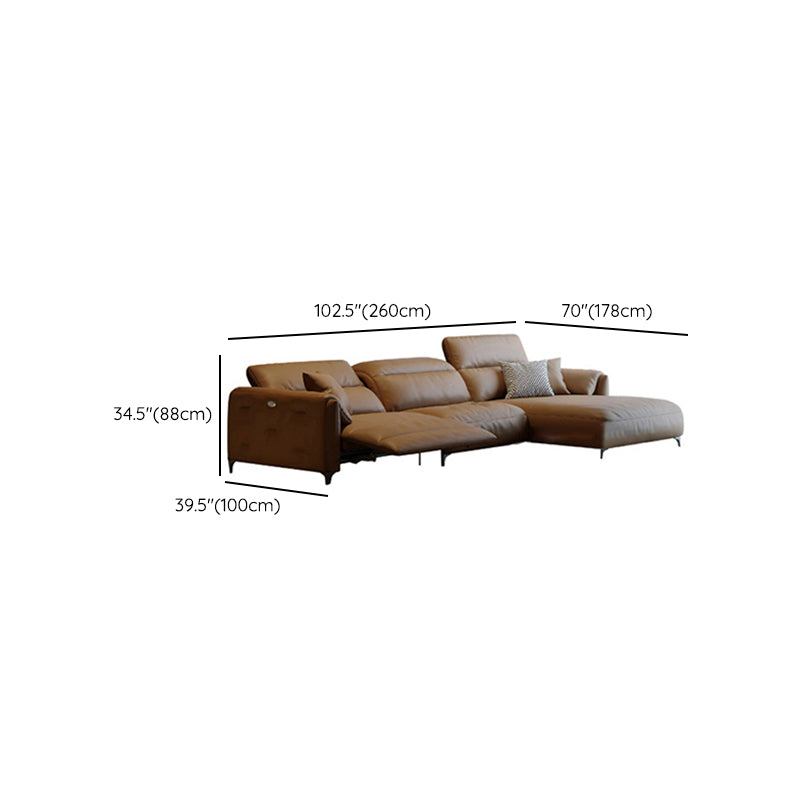 Genuine Leather Pillow Top Arm Power - Push Modern Sofa for Living Room