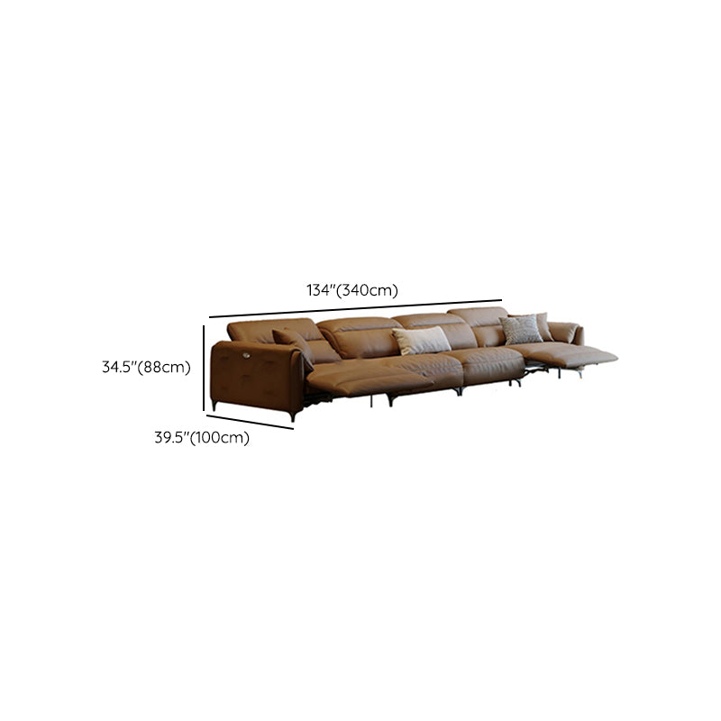 Genuine Leather Pillow Top Arm Power - Push Modern Sofa for Living Room