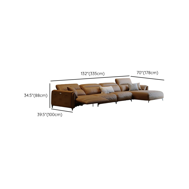 Genuine Leather Pillow Top Arm Power - Push Modern Sofa for Living Room