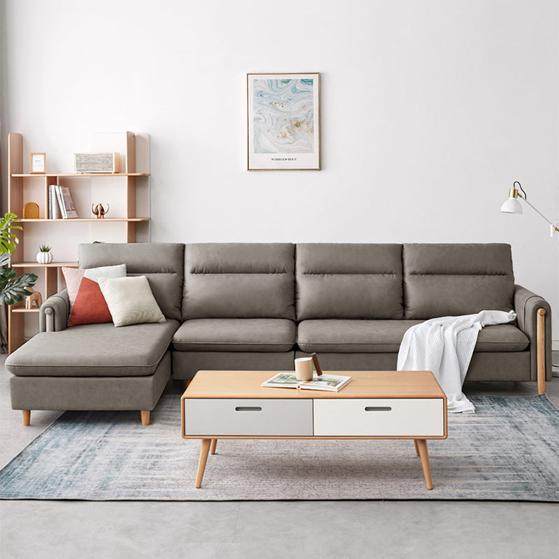 Storage Contemporary Sofa with Square Arm and Sewn Pillow Back