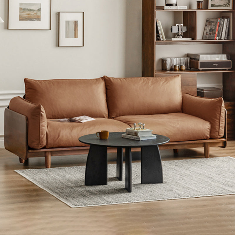 Standard Solid Wood Square Arm Sofa with Cushions Back for Living Room