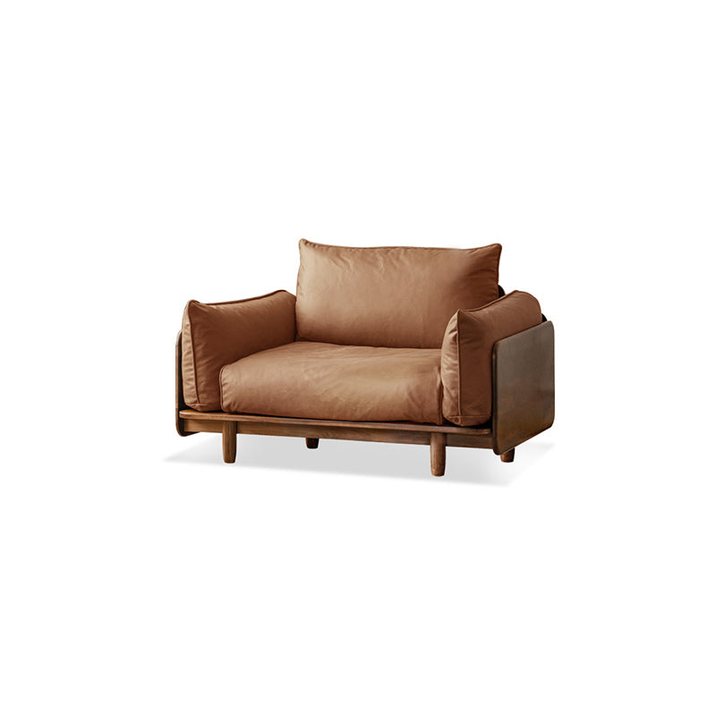 Standard Solid Wood Square Arm Sofa with Cushions Back for Living Room