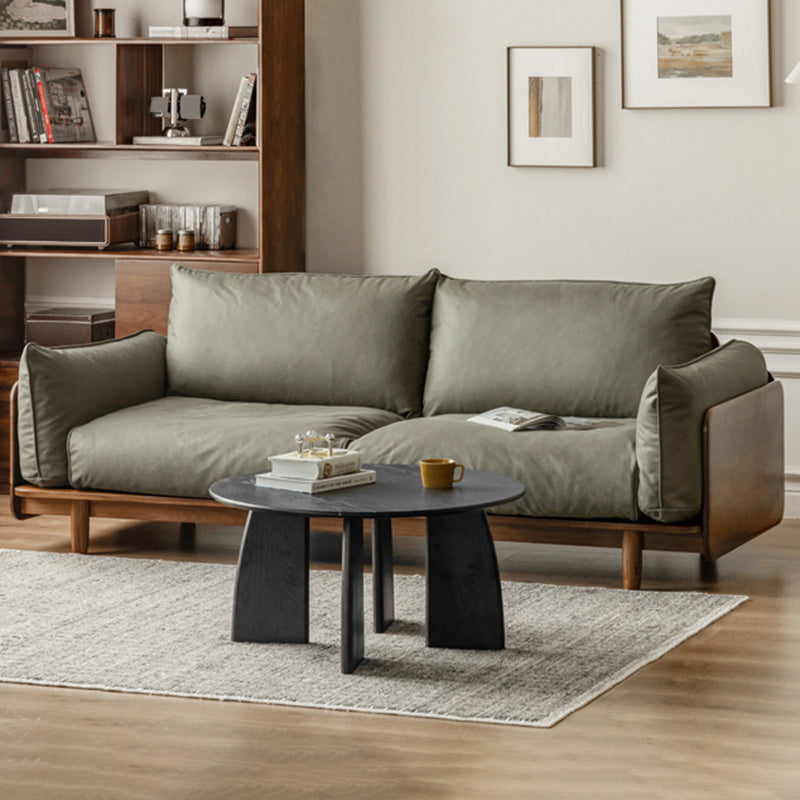 Standard Solid Wood Square Arm Sofa with Cushions Back for Living Room