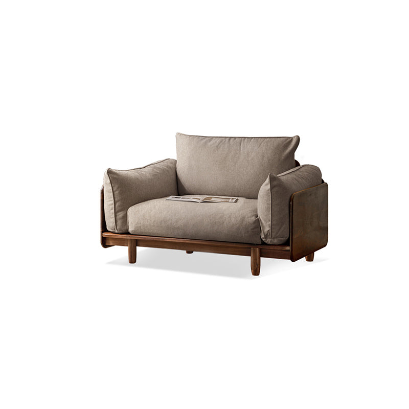 Standard Solid Wood Square Arm Sofa with Cushions Back for Living Room