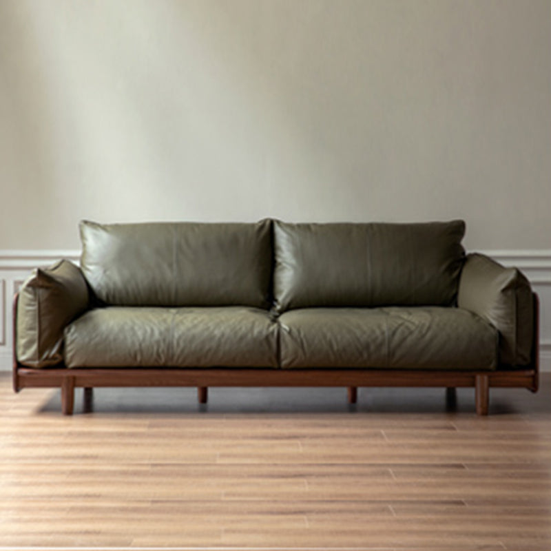 Standard Solid Wood Square Arm Sofa with Cushions Back for Living Room