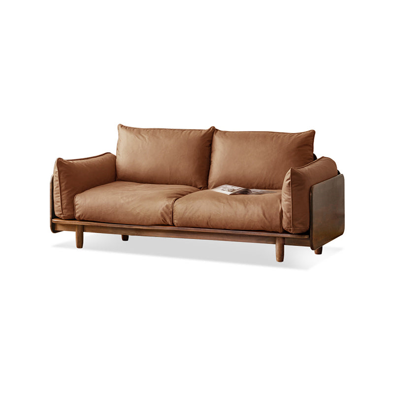 Standard Solid Wood Square Arm Sofa with Cushions Back for Living Room