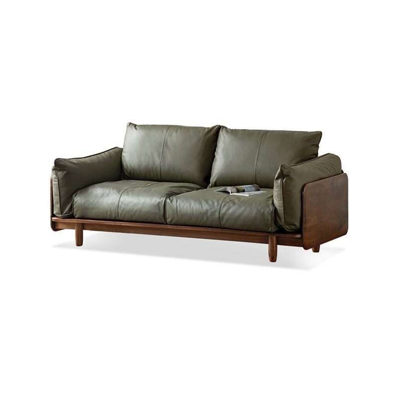 Standard Solid Wood Square Arm Sofa with Cushions Back for Living Room