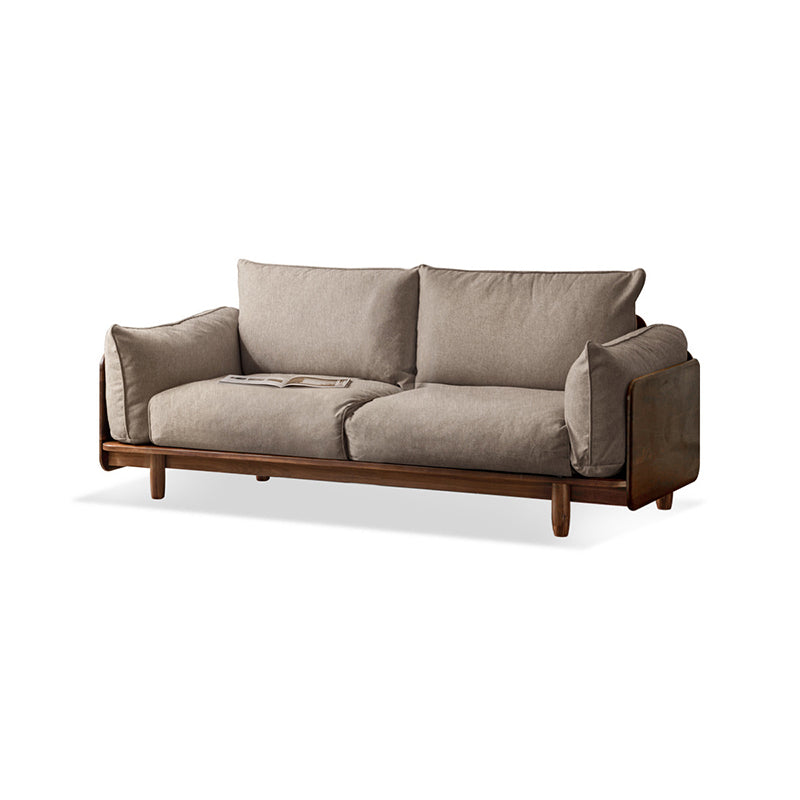 Standard Solid Wood Square Arm Sofa with Cushions Back for Living Room