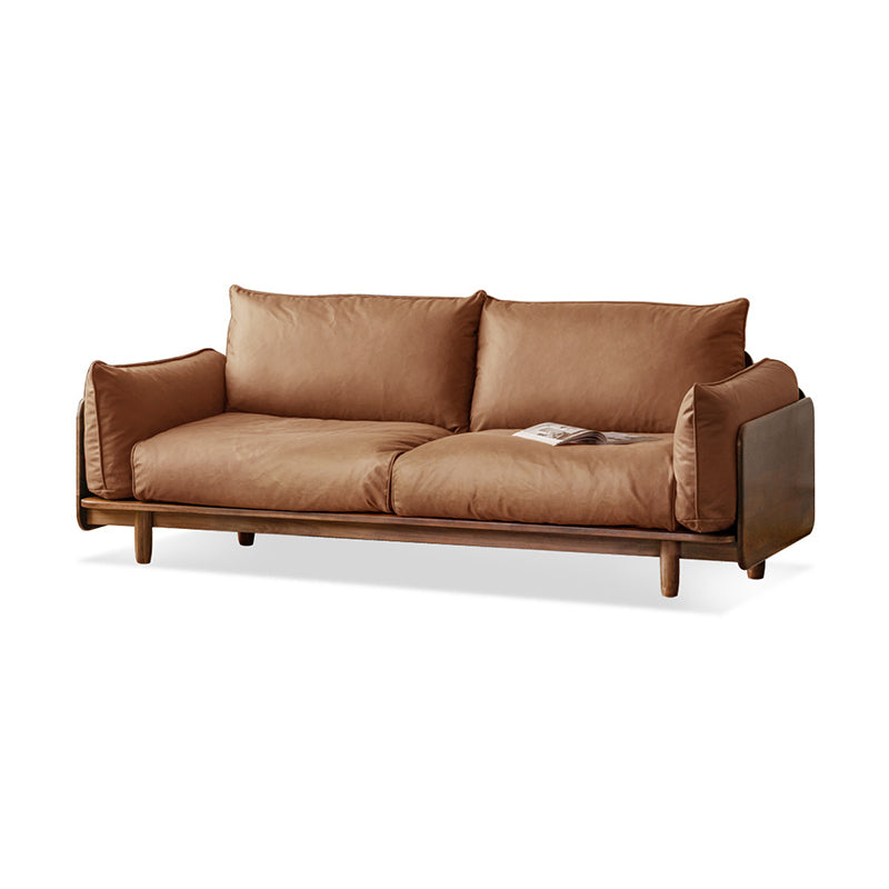 Standard Solid Wood Square Arm Sofa with Cushions Back for Living Room