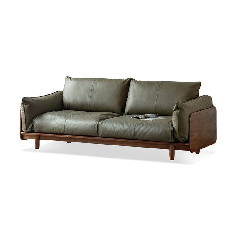 Standard Solid Wood Square Arm Sofa with Cushions Back for Living Room