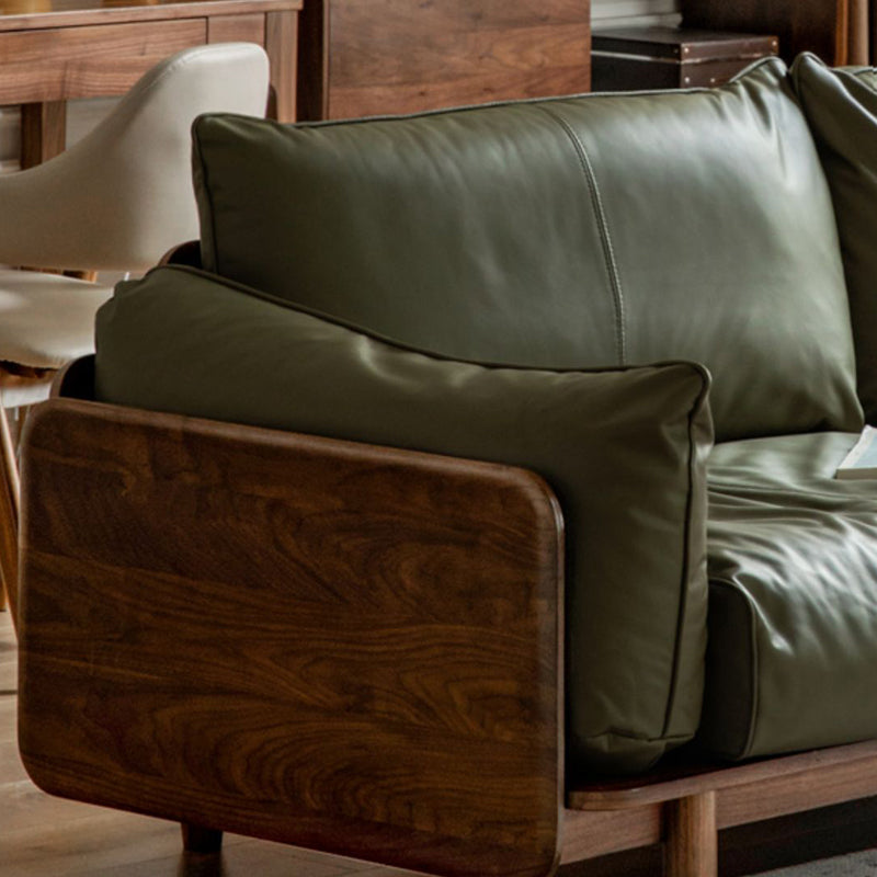 Standard Solid Wood Square Arm Sofa with Cushions Back for Living Room