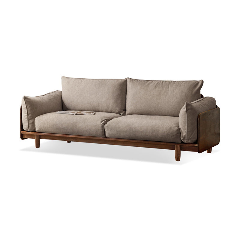 Standard Solid Wood Square Arm Sofa with Cushions Back for Living Room