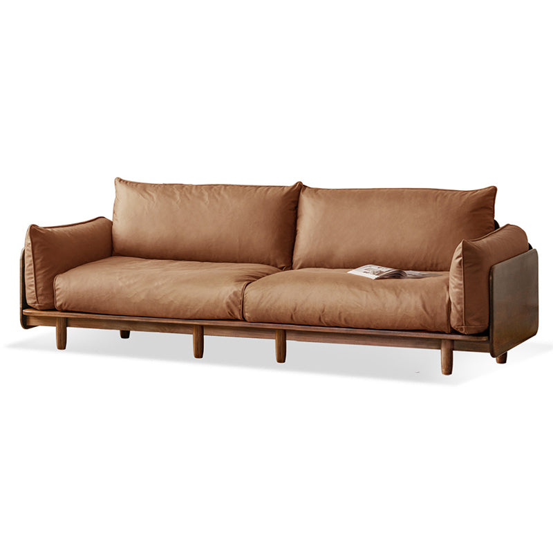 Standard Solid Wood Square Arm Sofa with Cushions Back for Living Room