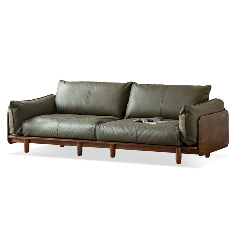 Standard Solid Wood Square Arm Sofa with Cushions Back for Living Room
