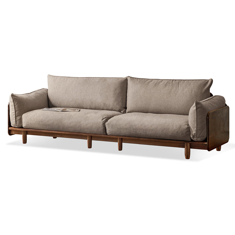 Standard Solid Wood Square Arm Sofa with Cushions Back for Living Room