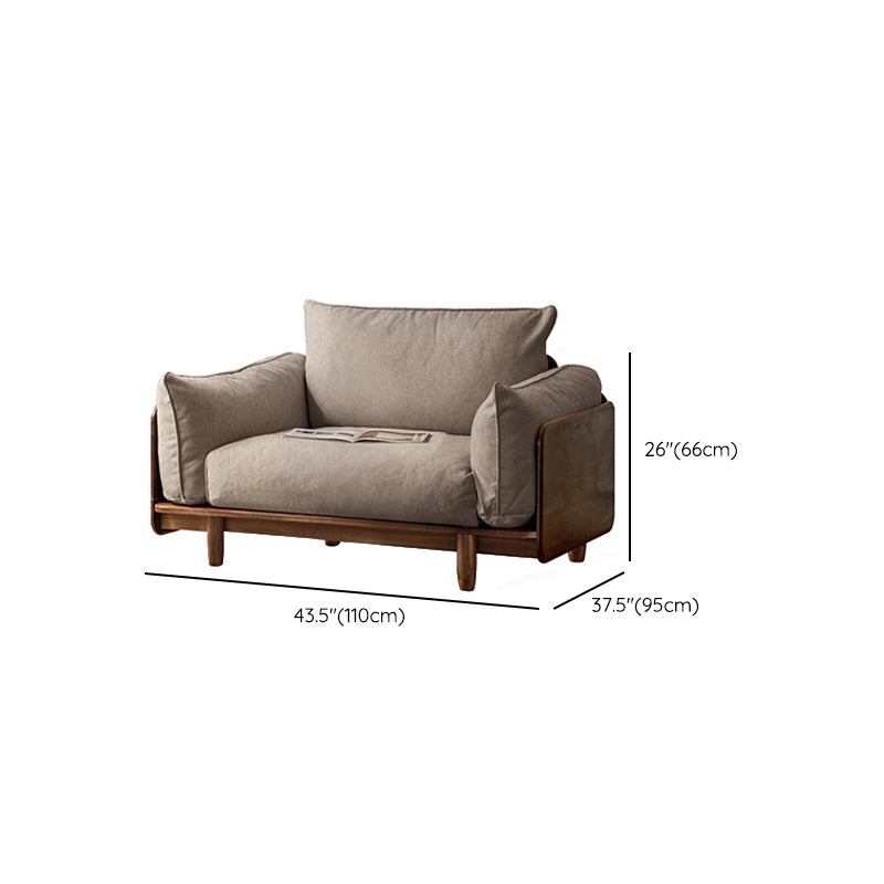 Standard Solid Wood Square Arm Sofa with Cushions Back for Living Room