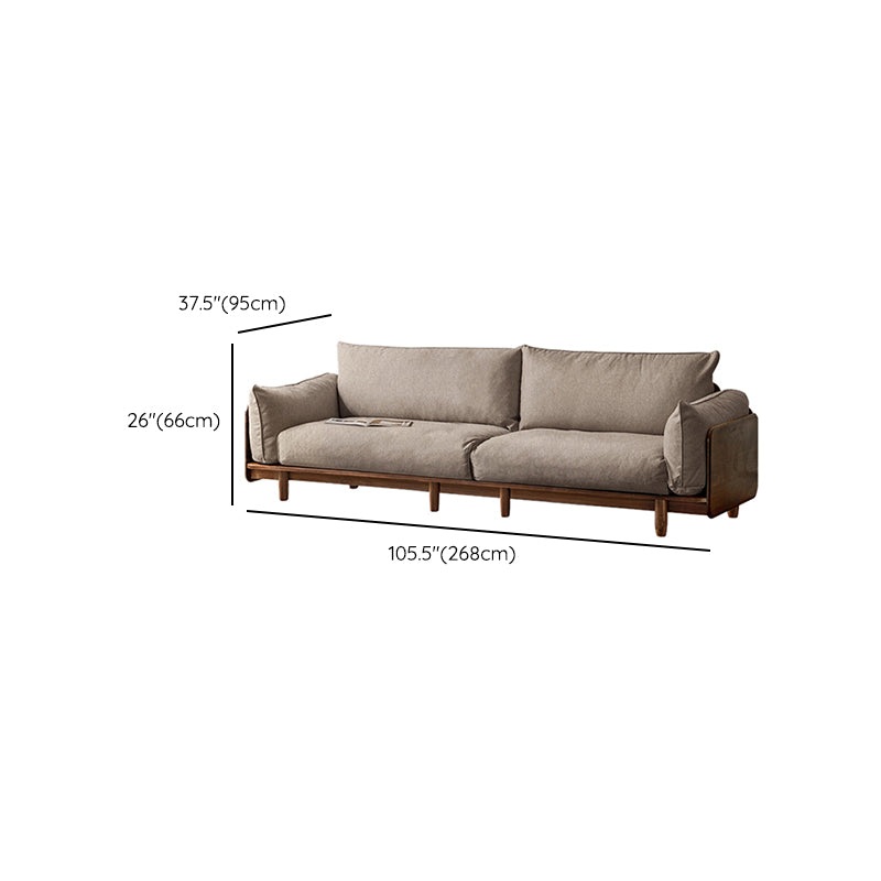 Standard Solid Wood Square Arm Sofa with Cushions Back for Living Room