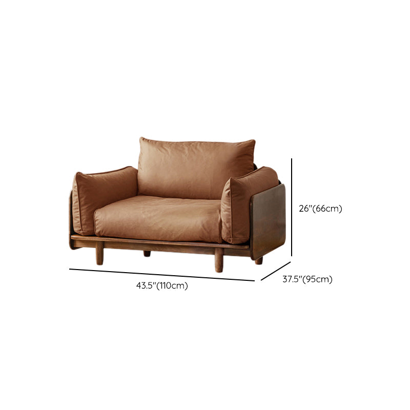 Standard Solid Wood Square Arm Sofa with Cushions Back for Living Room
