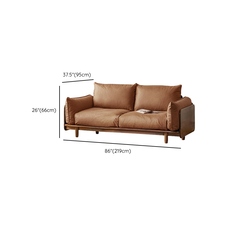 Standard Solid Wood Square Arm Sofa with Cushions Back for Living Room