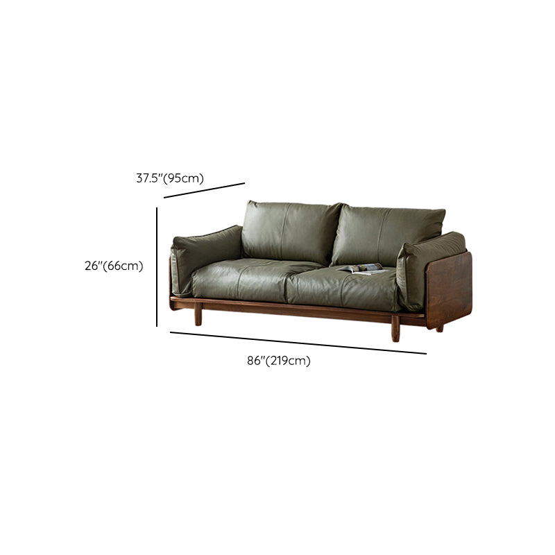 Standard Solid Wood Square Arm Sofa with Cushions Back for Living Room