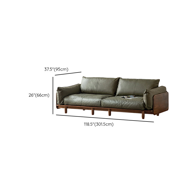 Standard Solid Wood Square Arm Sofa with Cushions Back for Living Room