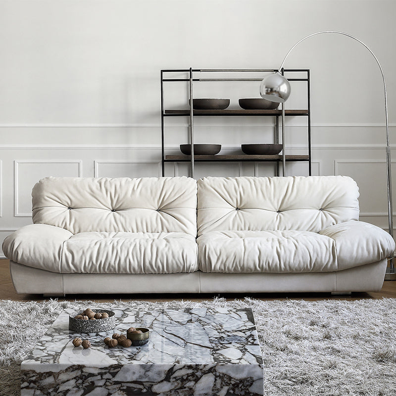 French Country Stain Resistant Faux Leather Armless Sofa in Brown/Beige