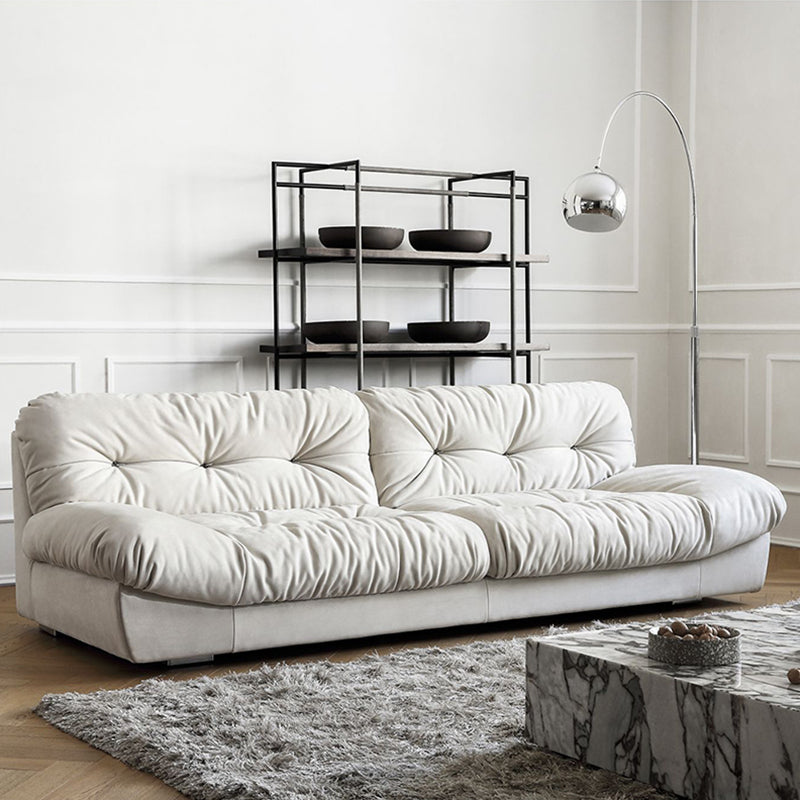 French Country Stain Resistant Faux Leather Armless Sofa in Brown/Beige