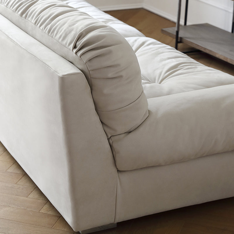 French Country Stain Resistant Faux Leather Armless Sofa in Brown/Beige