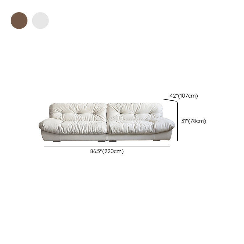 French Country Stain Resistant Faux Leather Armless Sofa in Brown/Beige