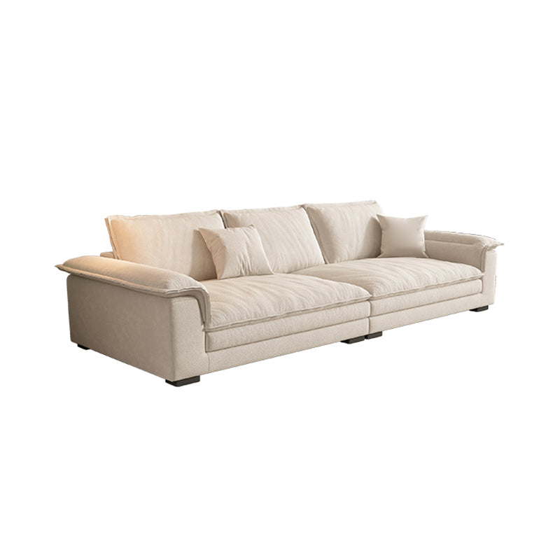 Contemporary Solid Wood Pillow Top Arm Stain Resistant Fabric Sofa in Beige