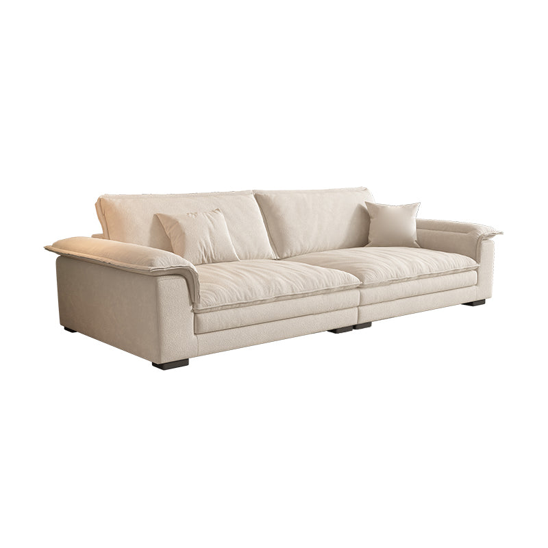 Contemporary Solid Wood Pillow Top Arm Stain Resistant Fabric Sofa in Beige