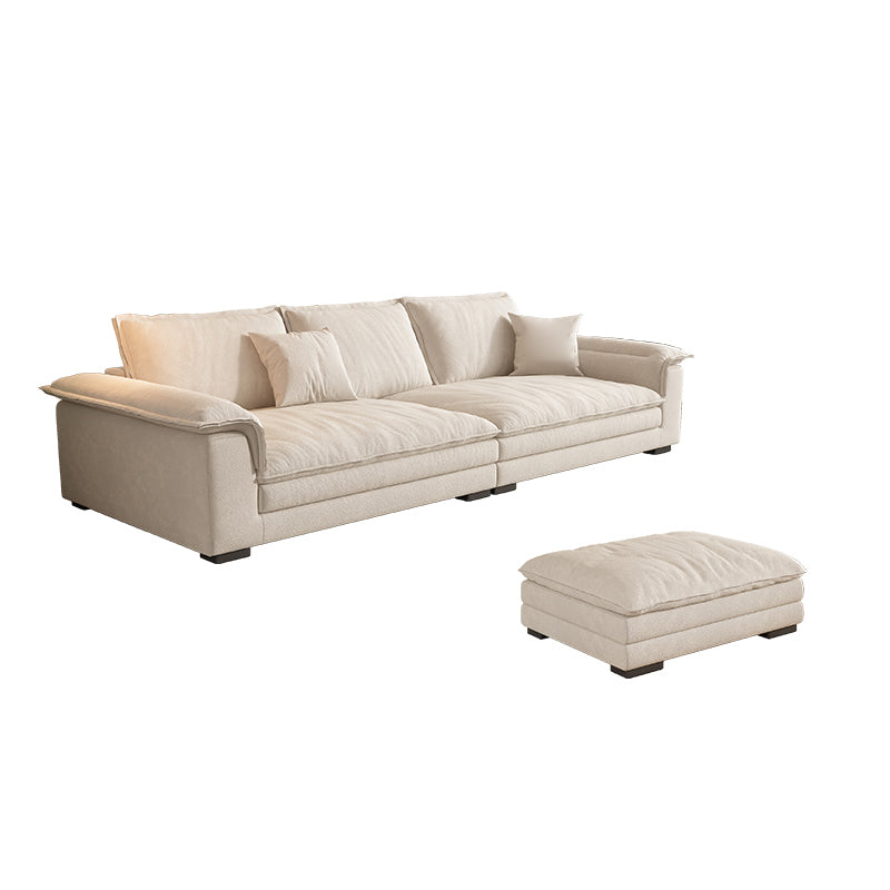 Contemporary Solid Wood Pillow Top Arm Stain Resistant Fabric Sofa in Beige