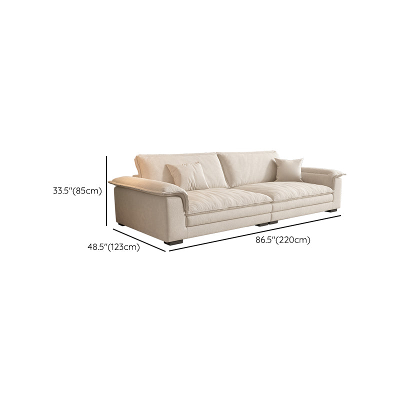Contemporary Solid Wood Pillow Top Arm Stain Resistant Fabric Sofa in Beige