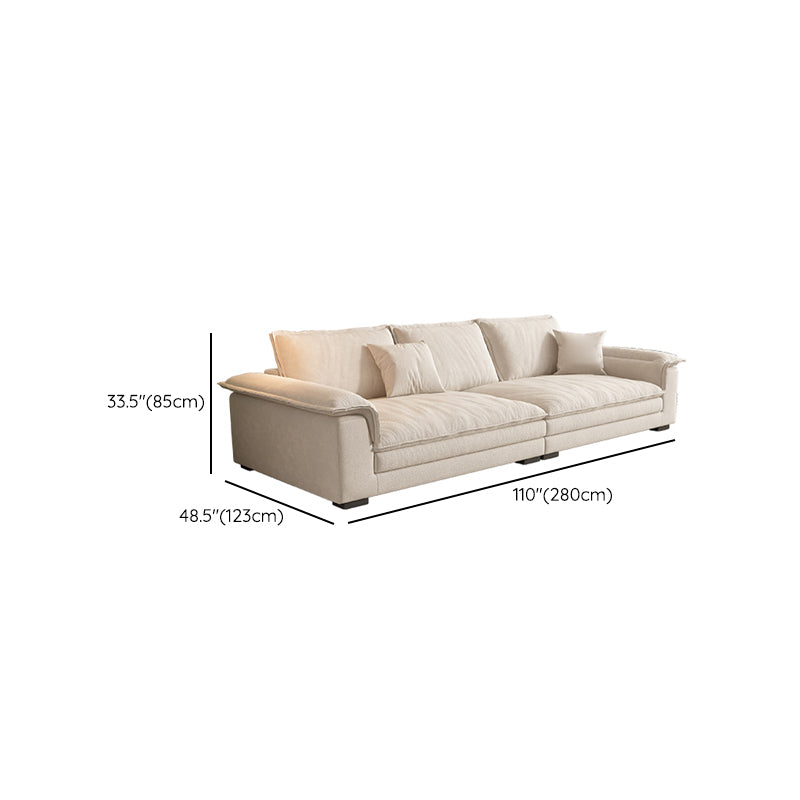 Contemporary Solid Wood Pillow Top Arm Stain Resistant Fabric Sofa in Beige