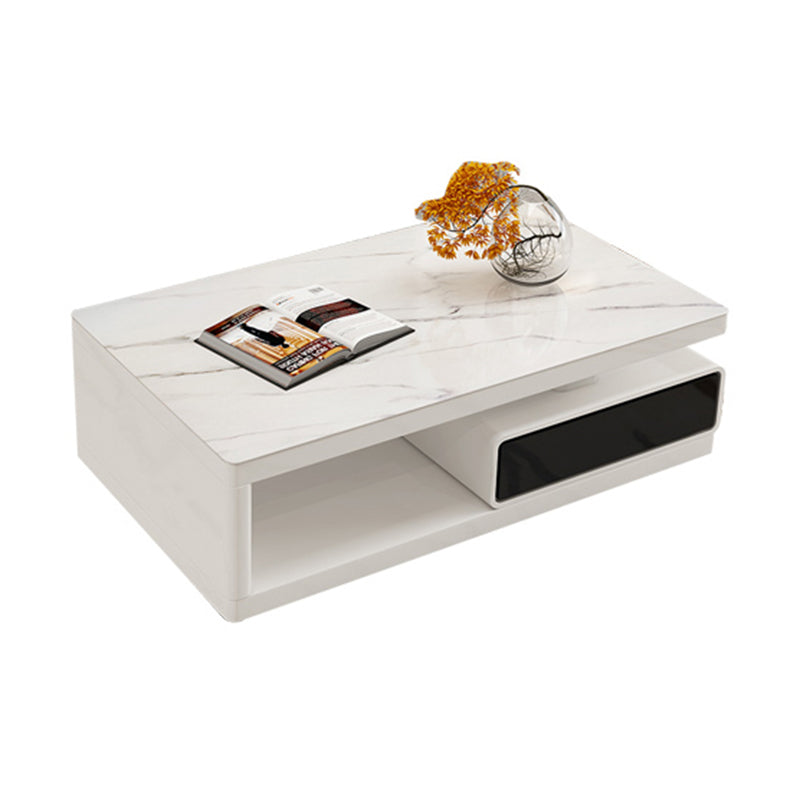 4 Drawers Coffee Table Rectangle Single Stone with Storage Shelf