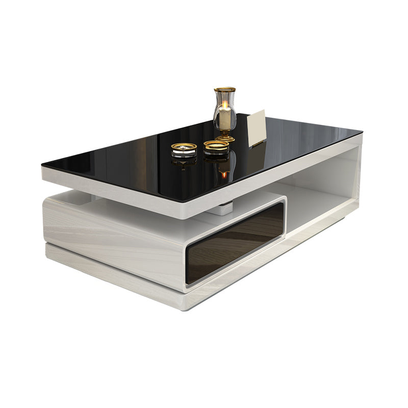 4 Drawers Coffee Table Rectangle Single Stone with Storage Shelf