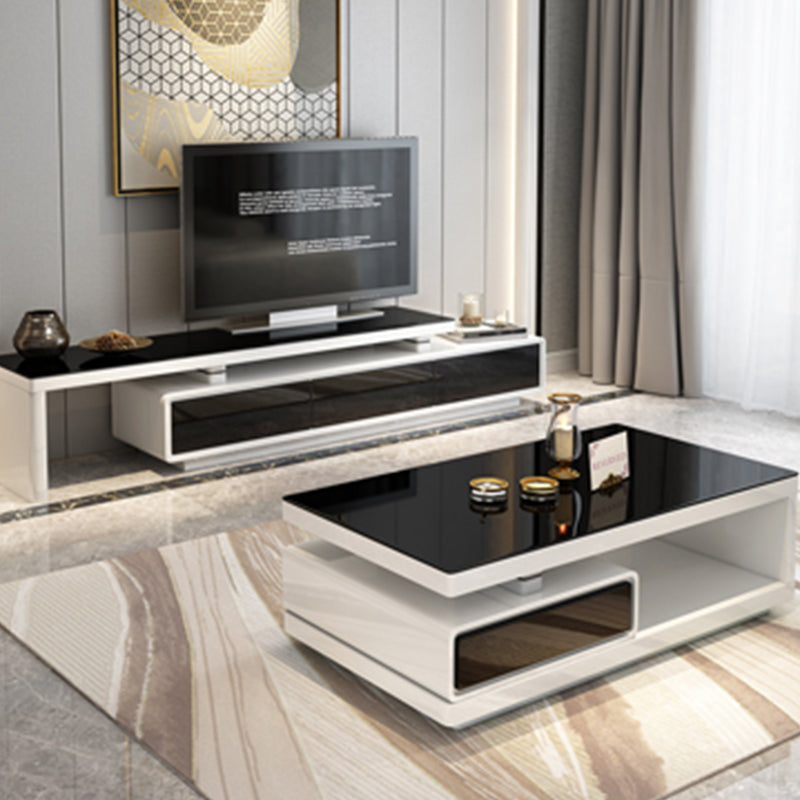 4 Drawers Coffee Table Rectangle Single Stone with Storage Shelf