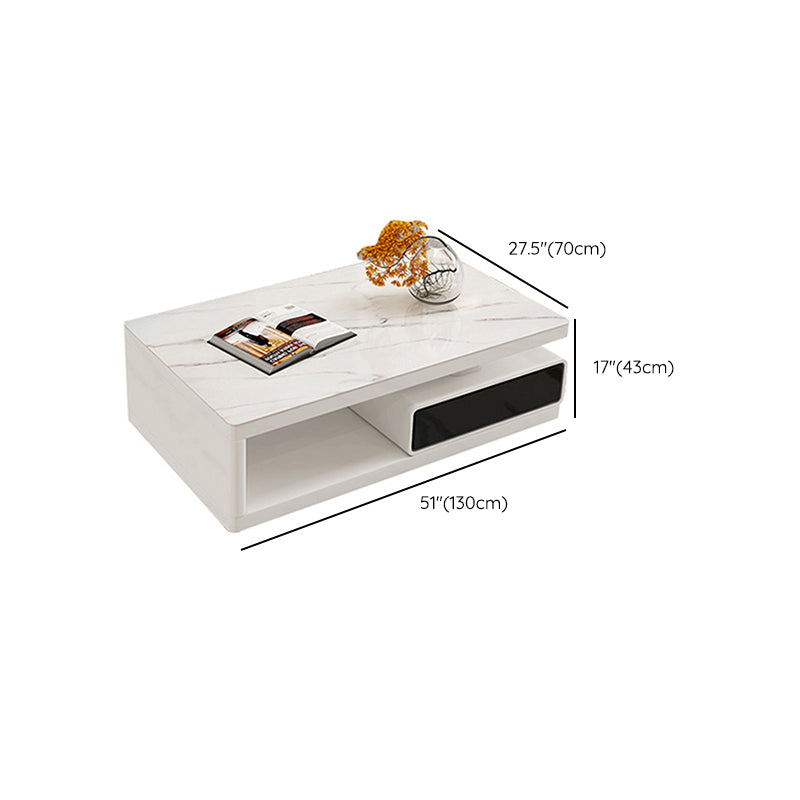 4 Drawers Coffee Table Rectangle Single Stone with Storage Shelf
