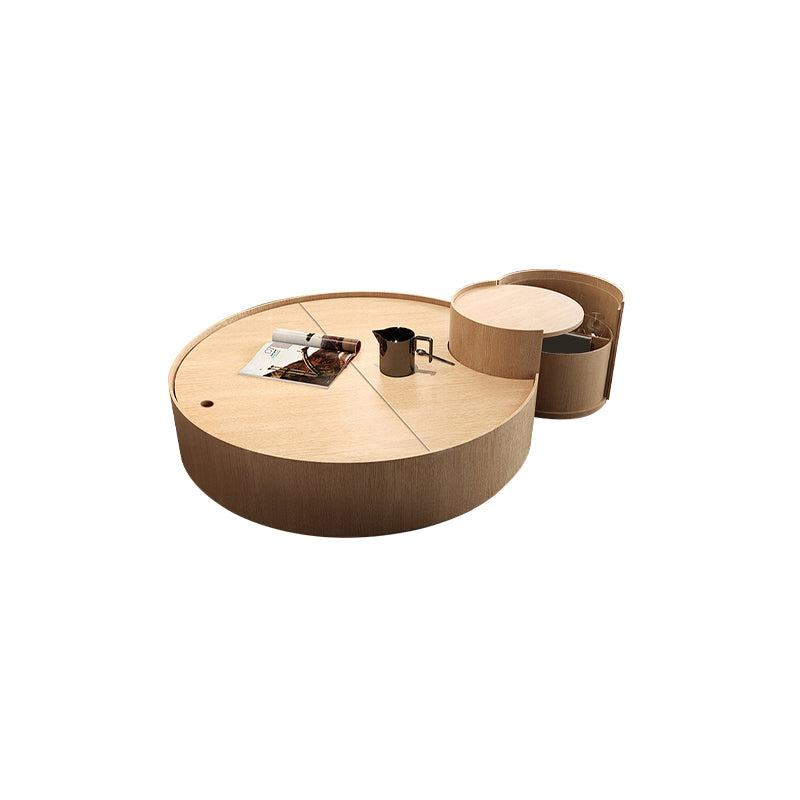 Light Brone Tray Top Coffee or End Table in Solid Wood Round