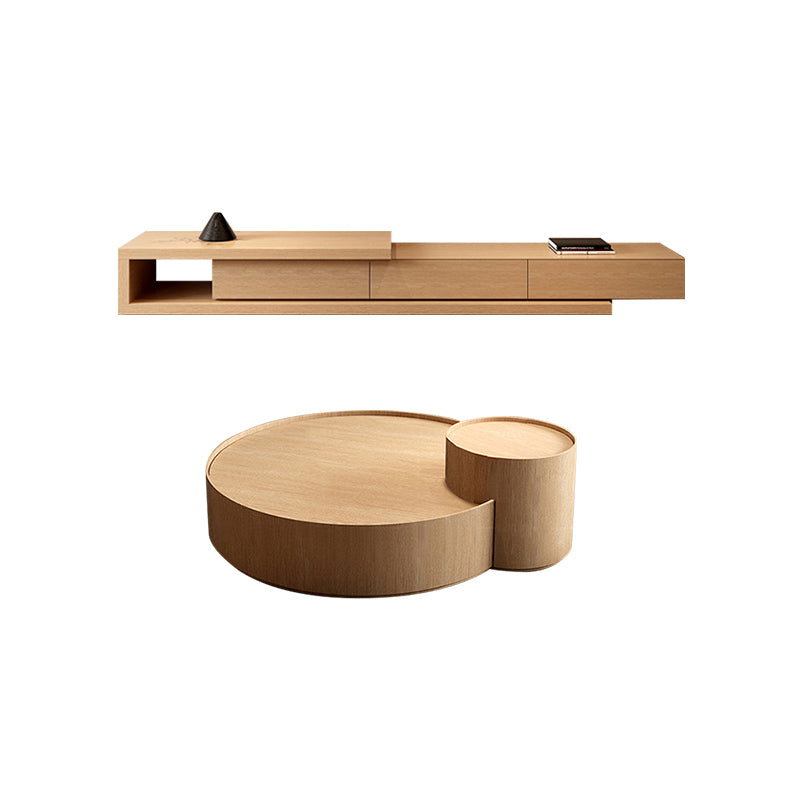 Light Brone Tray Top Coffee or End Table in Solid Wood Round
